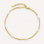 Noelle Jewelry gold freshwater pearl anklet, flat lay