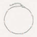 Noelle Jewelry silver freshwater pearl anklet, flat lay