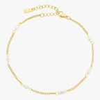 Noelle Jewelry gold freshwater pearl bracelet, flat lay