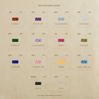 Noelle Jewelry birthstone chart with the fourteen baguette stones to choose from for the Duo Baguette Birthstone Ring