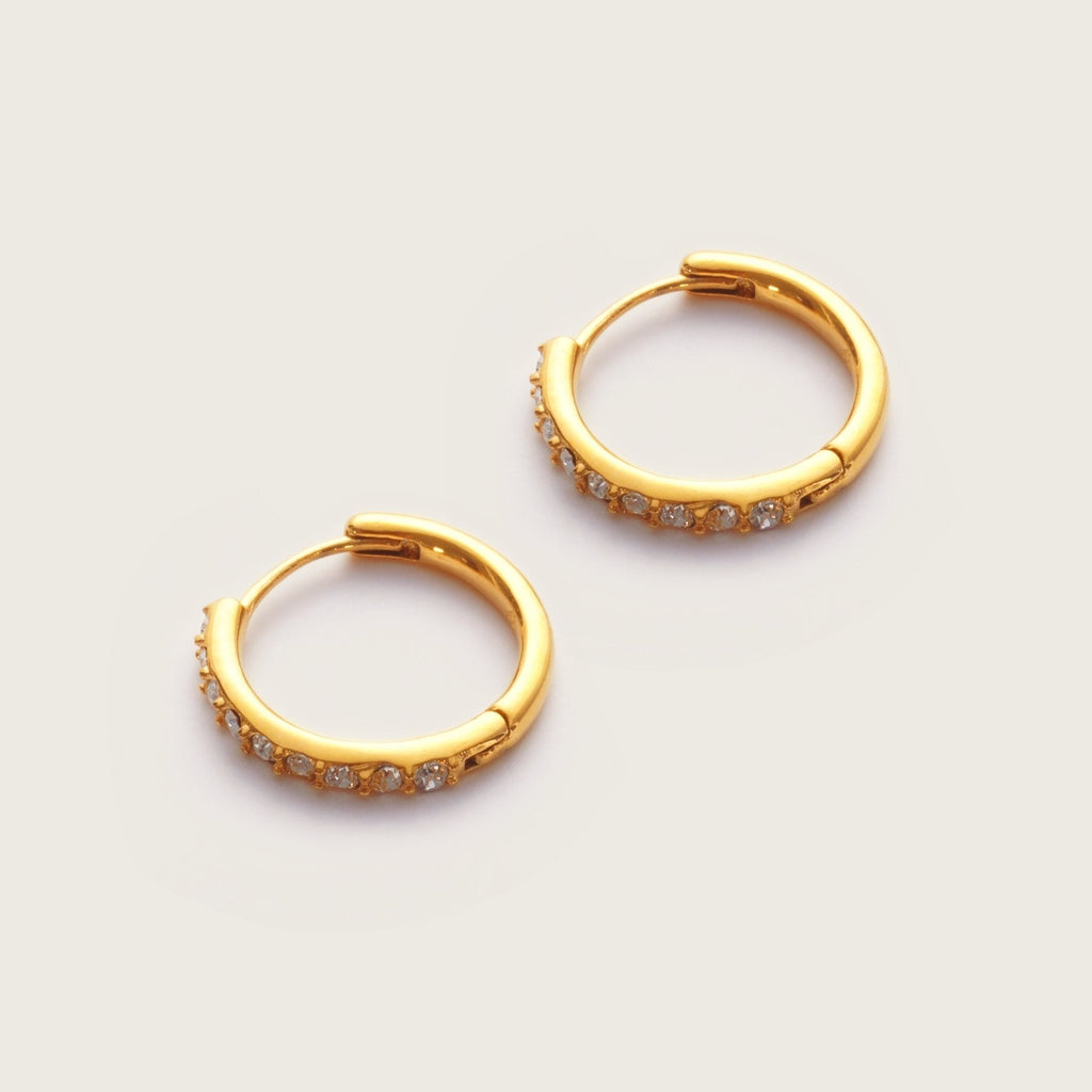 Tabitha | Women Gold Tone Crystal Mini Hoop Earrings 12 mm