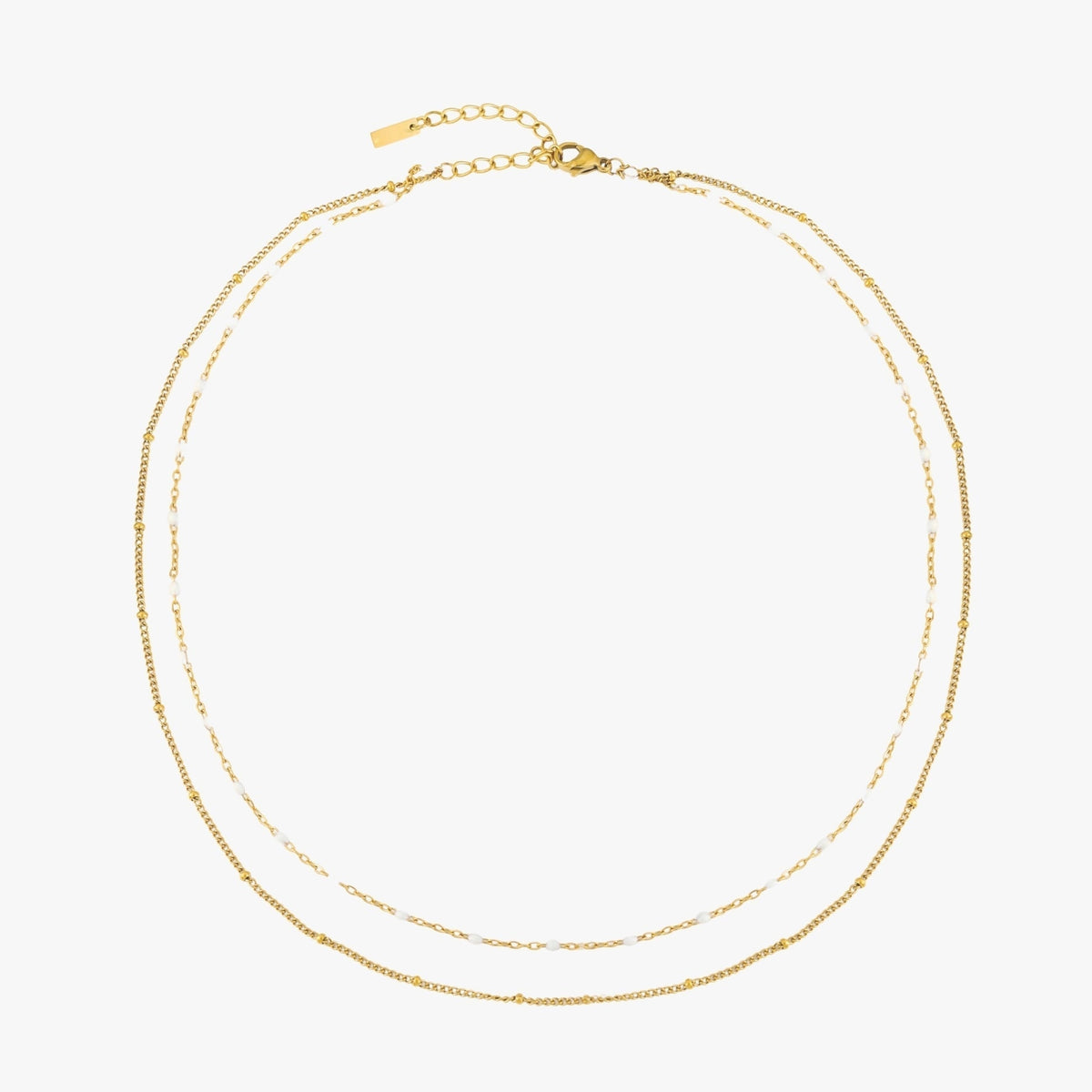 Noelle Jewelry gold double beaded choker, flat lay