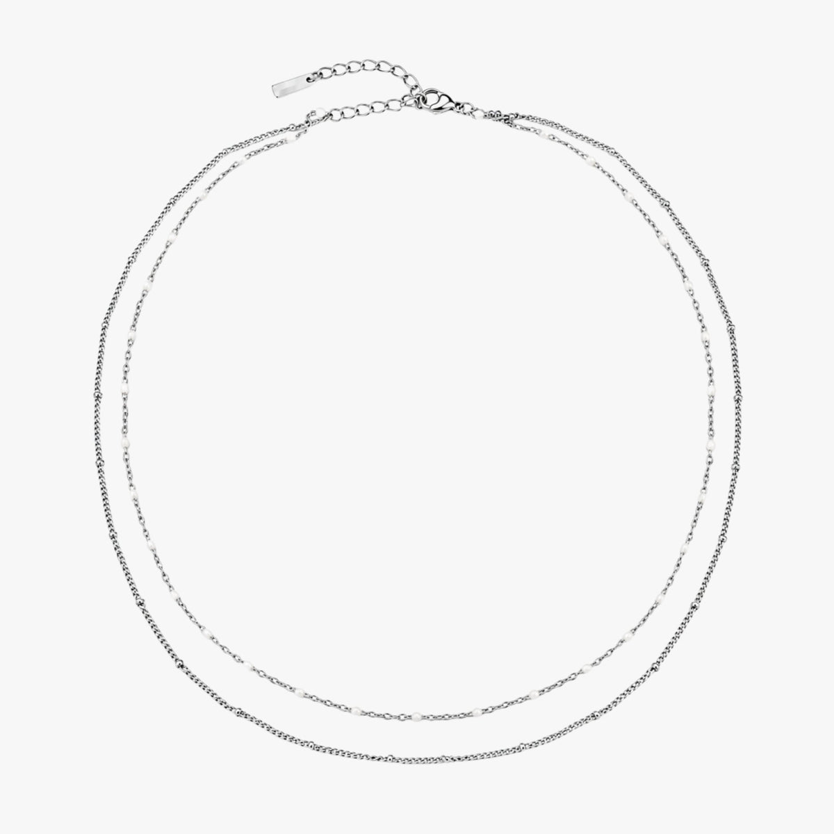 Noelle Jewelry silver double beaded choker, flat lay