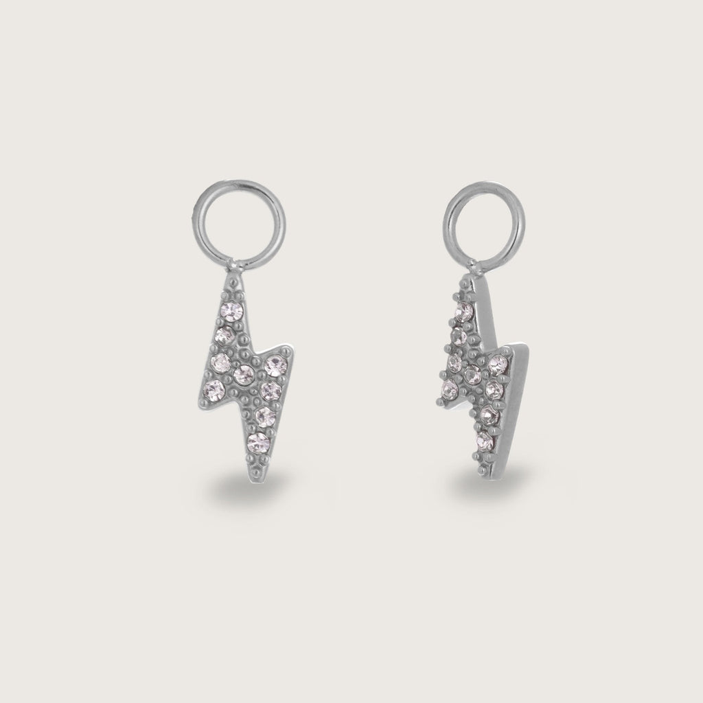 Wilhelmina | Women Silver Tone Crystal Lightning Bolt Earring Charms