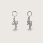 Wilhelmina | Women Silver Tone Crystal Lightning Bolt Earring Charms