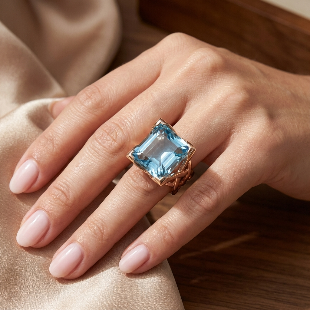 Annabel | Women Rose Gold Tone Blue Zirconia Ring