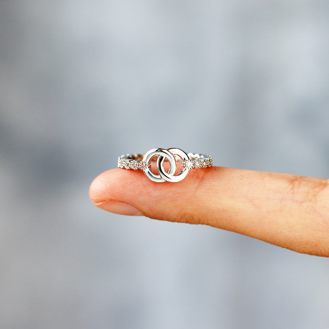 Adelaide | Women Mother Daughter Interlocking Pave Ring