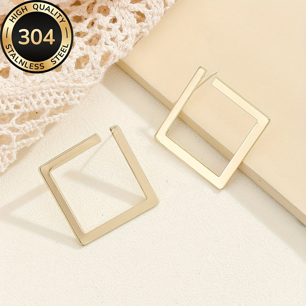 Tamsin | Women Minimalist Gold Plated Steel Square Drop Earrings
