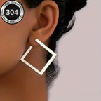 Tamsin | Women Minimalist Gold Plated Steel Square Drop Earrings