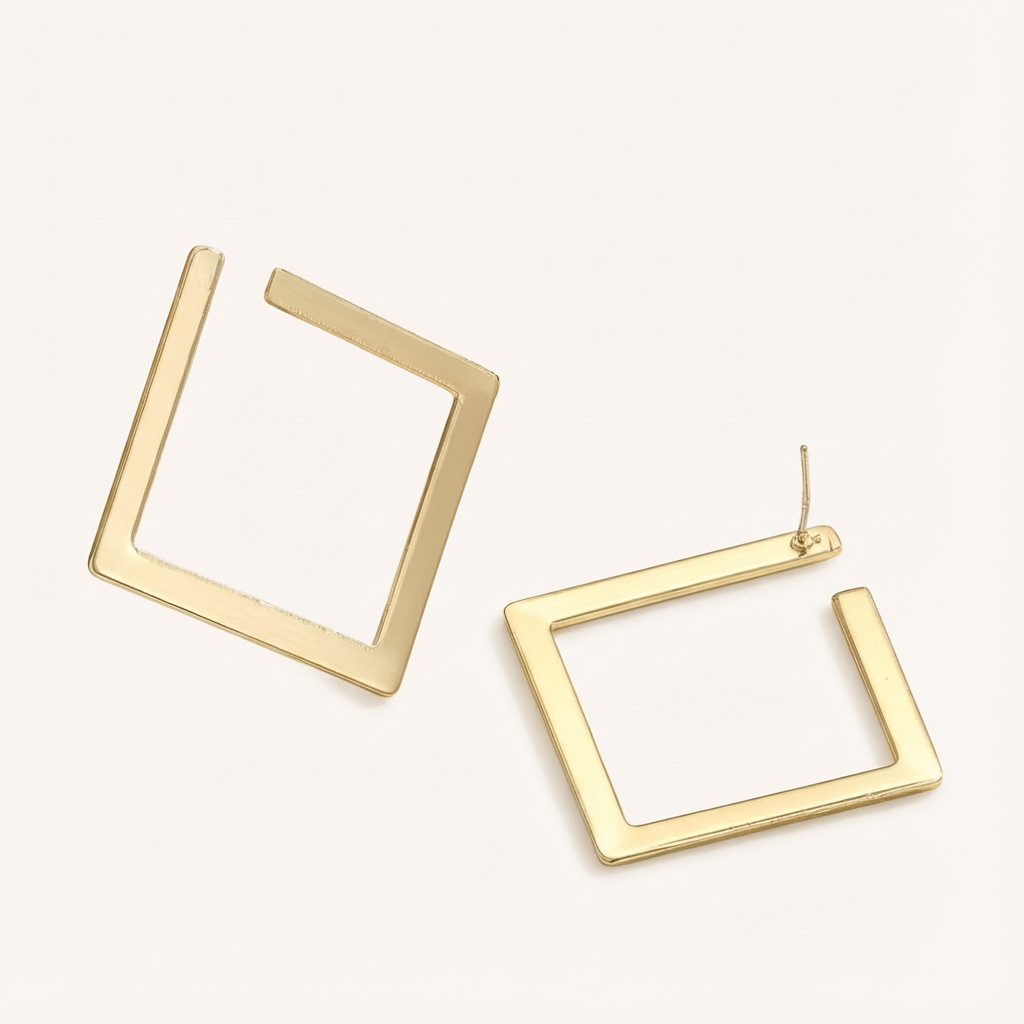 Tamsin | Women Minimalist Gold Plated Steel Square Drop Earrings