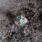 Handcrafted Multi-Stone Silver Band Ring