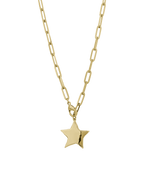 Gold chunky paperclip chain necklace with large solid polished star pendant