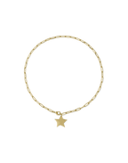 Gold chunky paperclip chain necklace with large solid polished star pendant