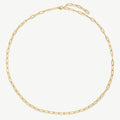 Long gold-tone paperclip chain necklace