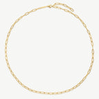 Long gold-tone paperclip chain necklace