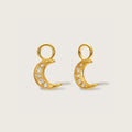 Gold Crystal Moon Charms, detachable gold earring charms with moon design