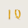 Gold Pleated Huggies, gold huggie earrings with pleated texture