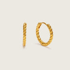 Gold Twisted Huggies, gold huggie earrings with twisted design