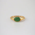 Green Cats Eye Ring in stainless steel, waterproof ring for women
