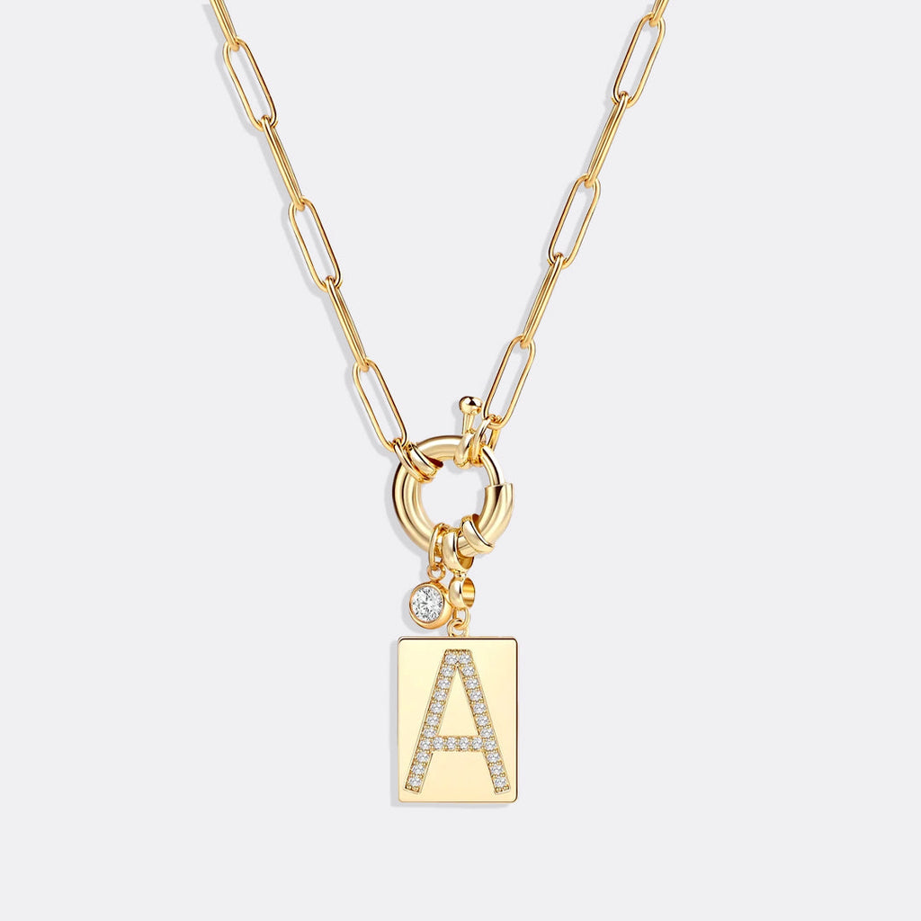 Pave Initial Pendant Necklace