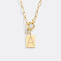 Pave Initial Pendant Necklace, Gold / A / 18"