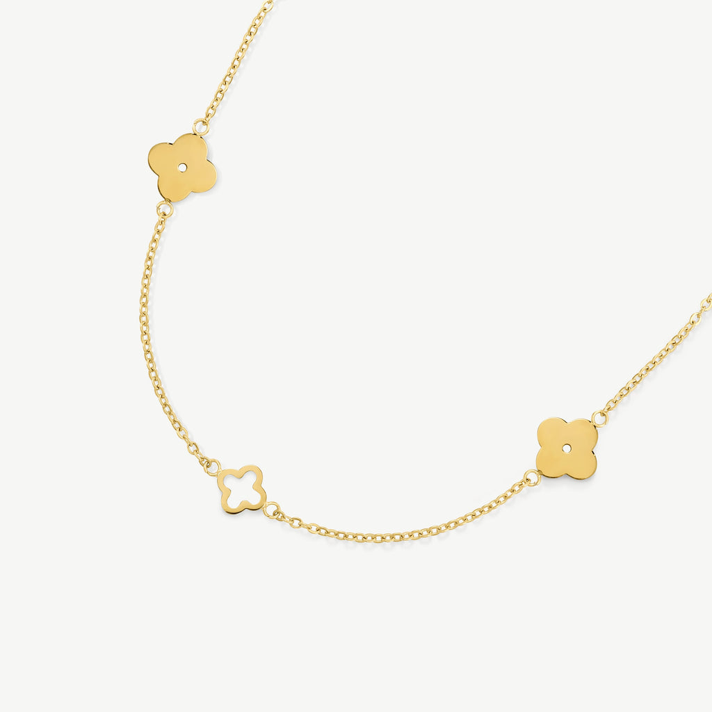 Gold multi clover pendant necklace