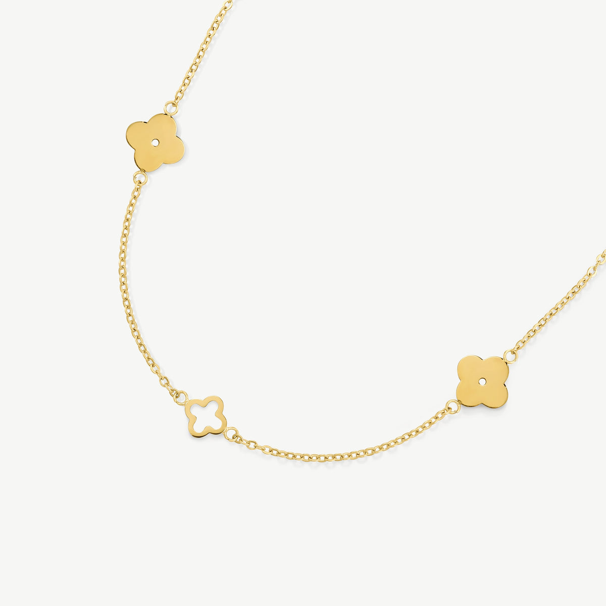Gold multi clover pendant necklace