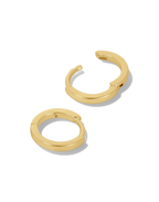 Square Huggies earrings in gold, style B product shot on white background