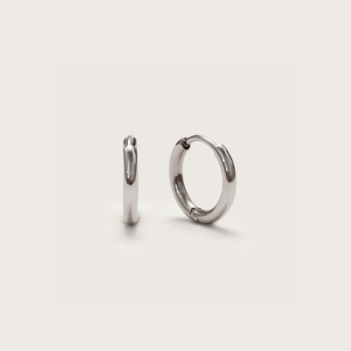 Silver Ultimate Huggies 8mm, sleek silver huggie earrings