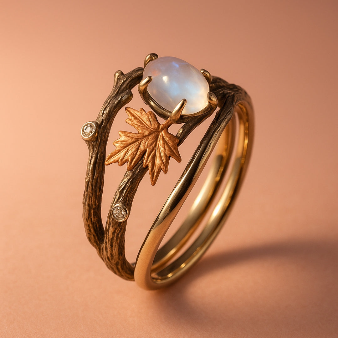 Juniper | Women Moonstone Style Botanical Ring