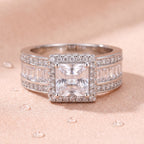 Beatrix square cubic zirconia ring on blush surface
