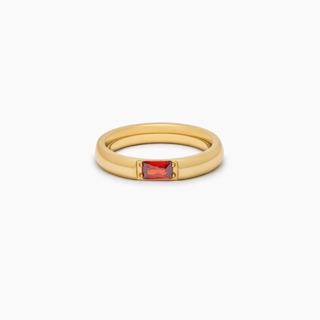 Baguette Birthstone Band Ring