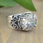 Lucinda | Women Single Stone Silver Tone Ring