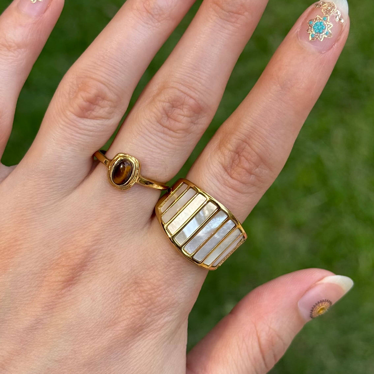 Striped Mother of Pearl Ring
