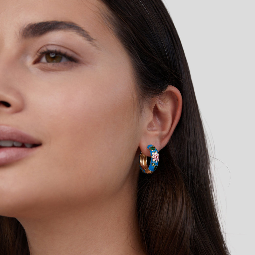 Gold Hoop Flower Earrings - Beautiful Earth Boutique