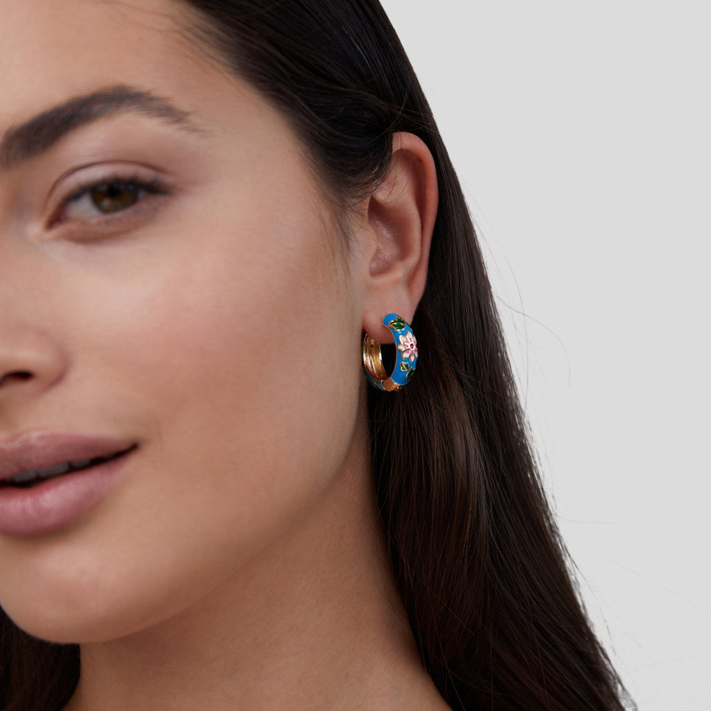 Gold Hoop Flower Earrings - Beautiful Earth Boutique