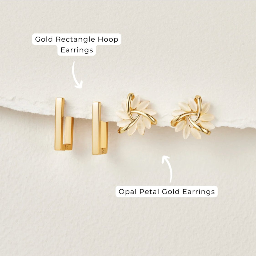 Gold Rectangle Hoop Earrings - Beautiful Earth Boutique