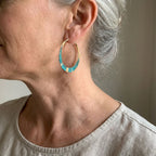 Ottilie | Women Boho Blue and Gold Tone Hoop Earrings