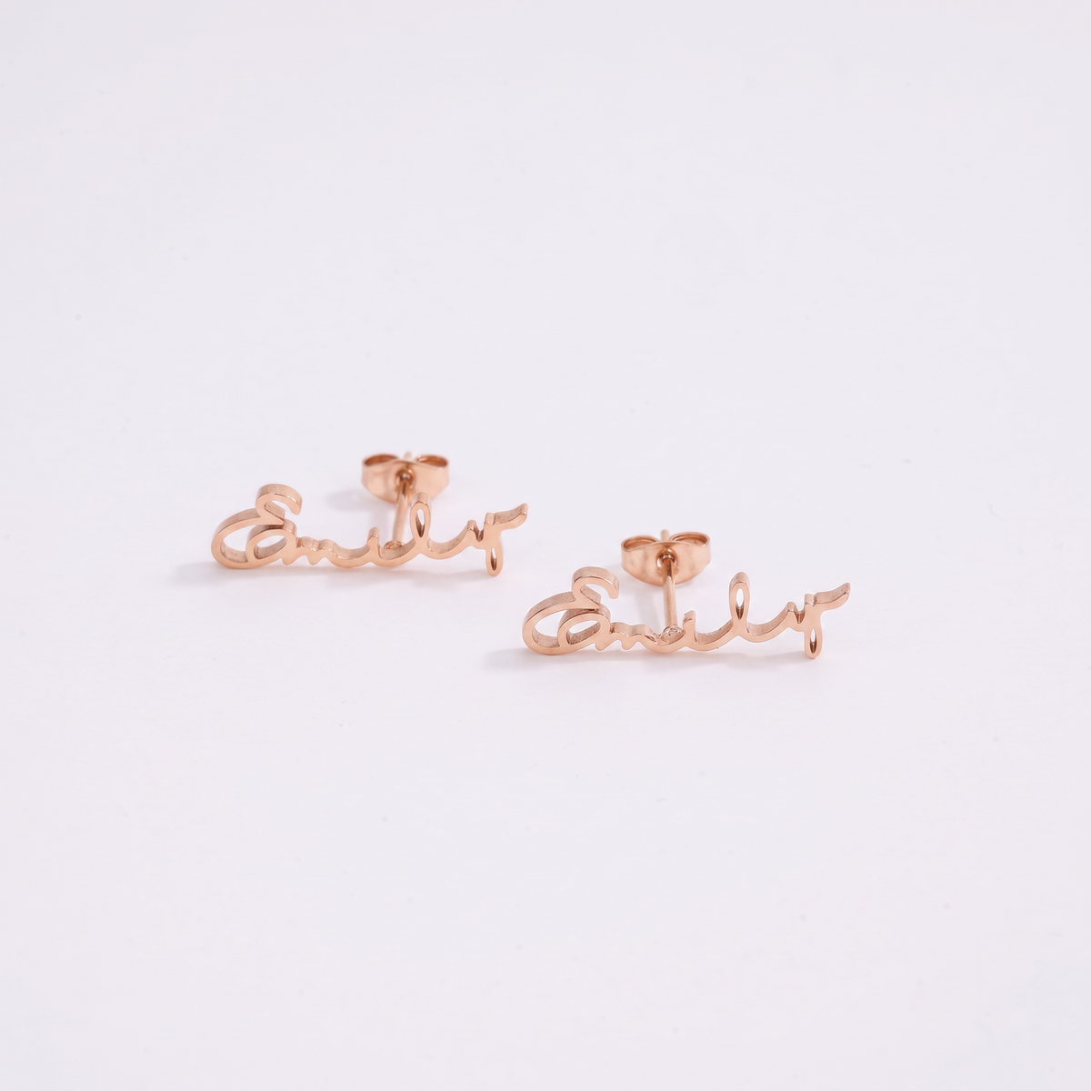Customized Name Earrings in Rose Gold