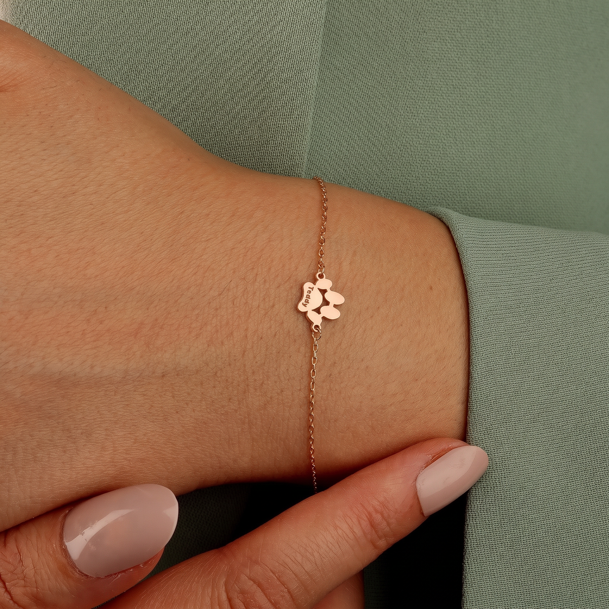 Paw Print Name Necklace/Bracelet in Rose Gold