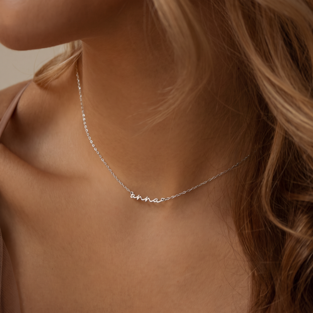 Tiny Summer Name Necklace in Silver
