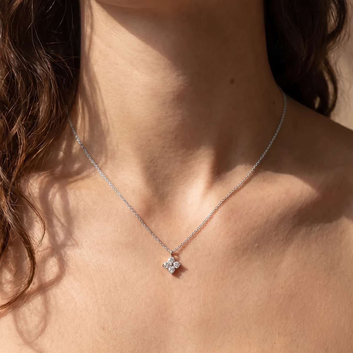 Mia Crystal Pendant Necklace in Silver