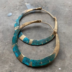 Ottilie | Women Boho Blue and Gold Tone Hoop Earrings