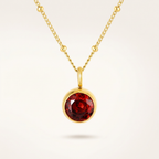 Birthstone Necklace, January | Garnet, Gold