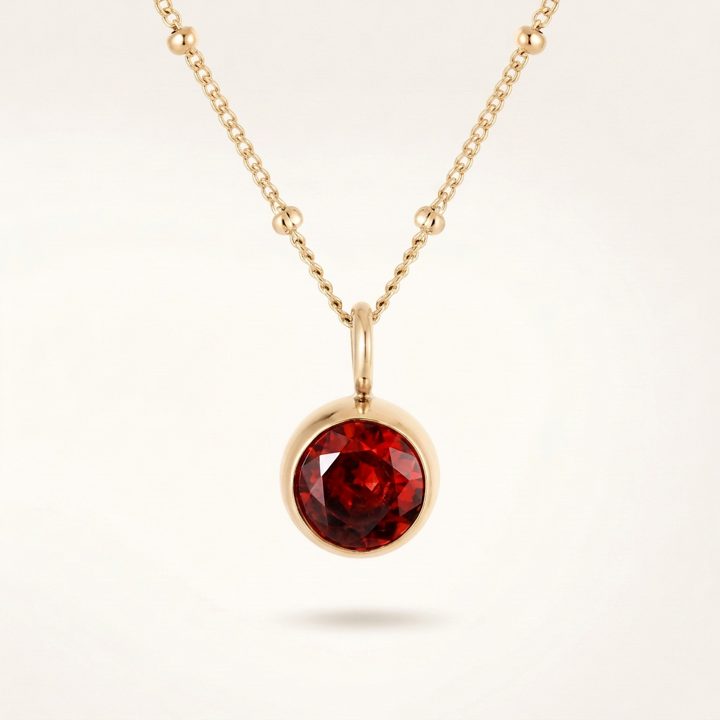 Birthstone Necklace, July | Ruby, 14K Gold