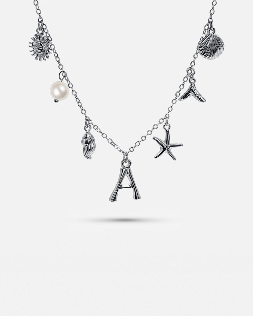 Silver Ocean Letter Necklace