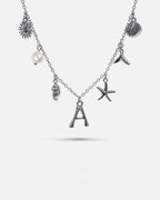Silver Ocean Letter Necklace