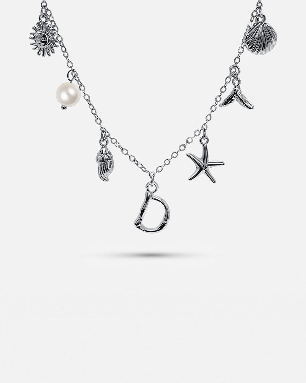 Silver Ocean Letter Necklace