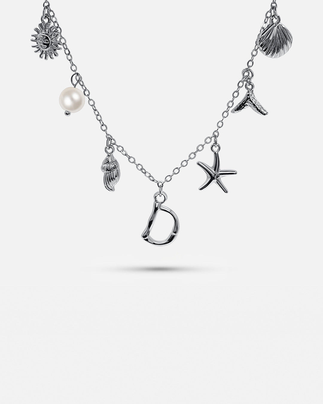 Silver Ocean Letter Necklace