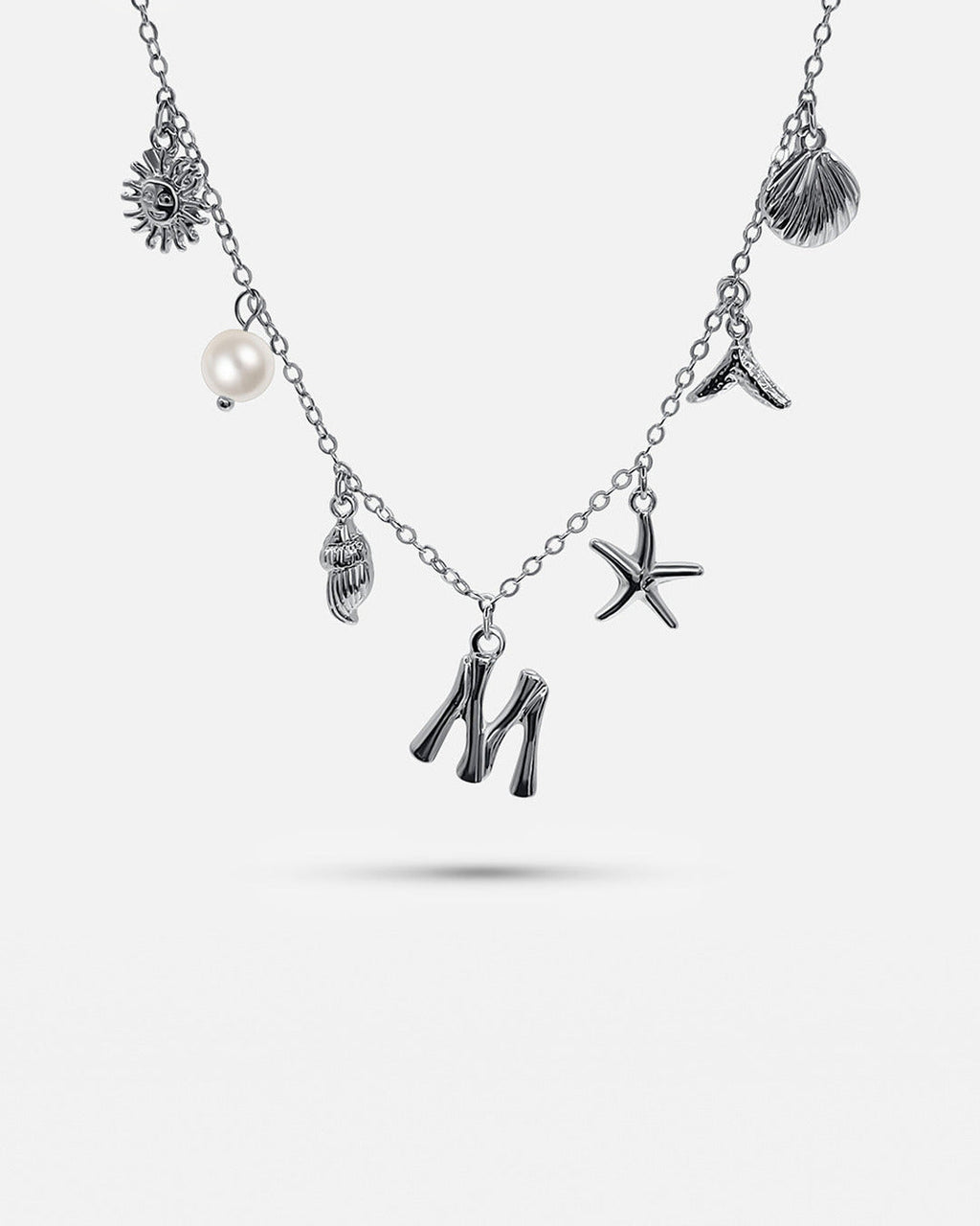 Silver Ocean Letter Necklace